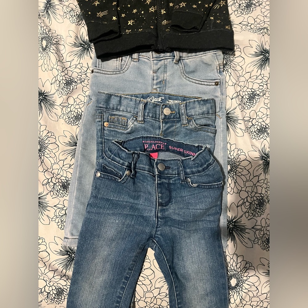 Cat and jack bundle 18m 3 jeans and one cat and jack hoodie 18m